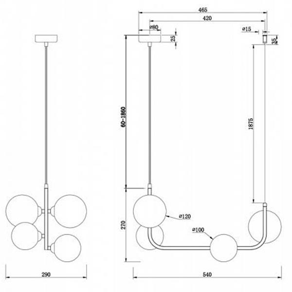 Люстра Marcan 4 Ball Chandelier Black Line в Нижнем Новгороде