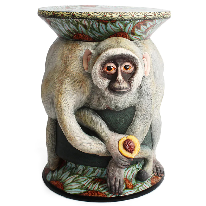 Табурет Обезьяна с фруктом ручная работа Monkey Side Table Серый в Нижнем Новгороде | Loft Concept 