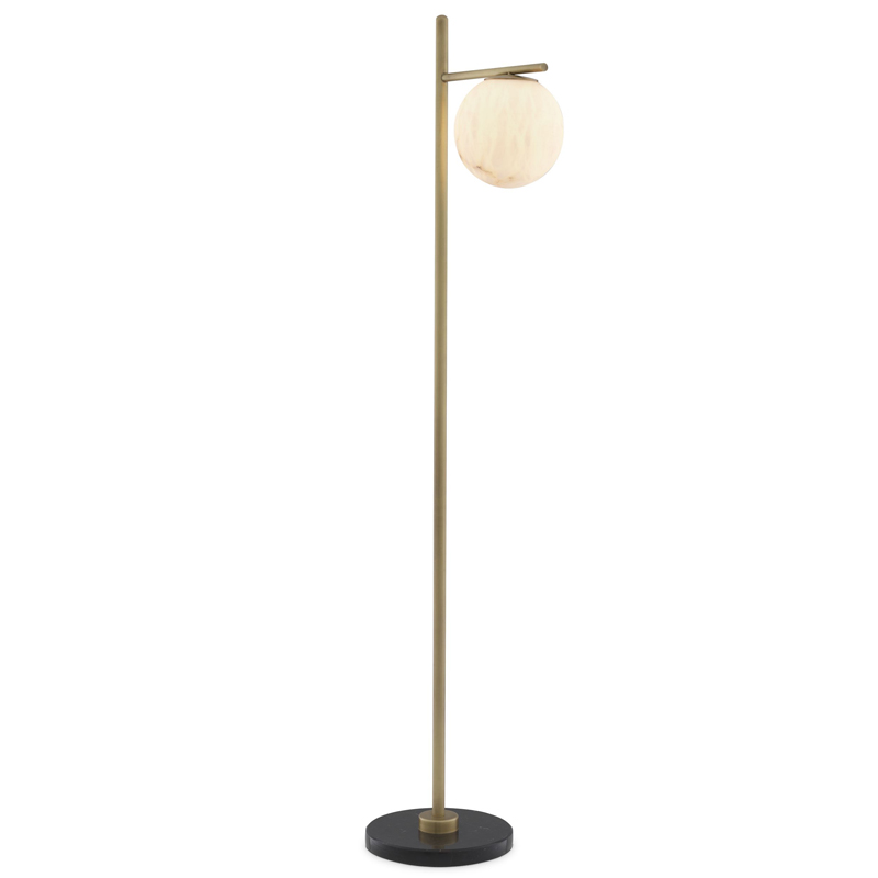 Торшер Eichholtz Floor Lamp Faloria Белый Латунь Античная полированная Черный Мрамор Nero в Нижнем Новгороде | Loft Concept 