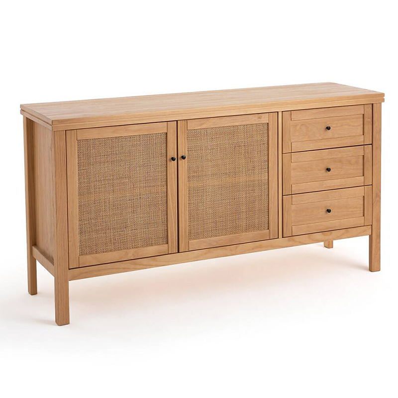 Комод в скандинавском стиле с 2-мя плетеными дверцами Niels Wicker Chest of drawers Древесина в Нижнем Новгороде | Loft Concept 