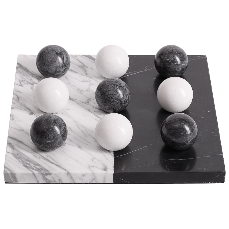 Аксессуар для интерьера Marble Board and Balls Черный Мрамор Nero Белый Мрамор Bianco Белый в Нижнем Новгороде | Loft Concept 