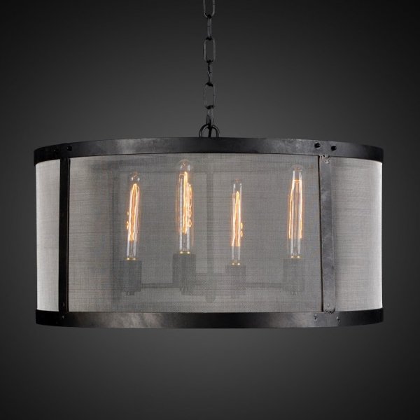 Люстра RH Riveted Mesh Chandelier Round Черный в Нижнем Новгороде | Loft Concept 