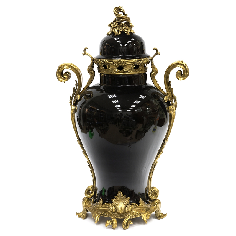 Большая ваза Selenia Black Vase Bronze Patterns Черный Бронза в Нижнем Новгороде | Loft Concept 