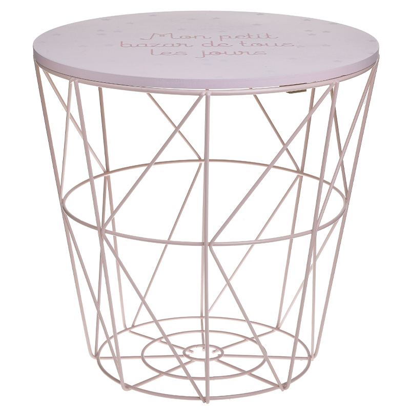 Круглый приставной стол-корзина Pink Wire Basket Side Table Розовый в Нижнем Новгороде | Loft Concept 