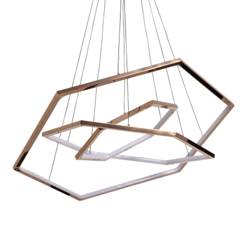 Люстра с 3-мя подвесами в виде шестиугольников Hexagon Horizontal Золотой в Нижнем Новгороде | Loft Concept 