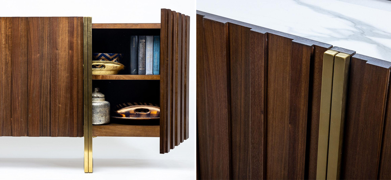 Комод с мраморной столешницей Walnut Veneer - фото