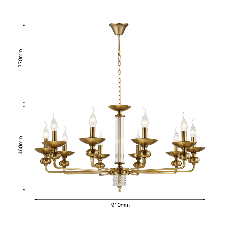 Люстра бронзового цвета со стеклянным декором Candelabrum D91 см в Нижнем Новгороде