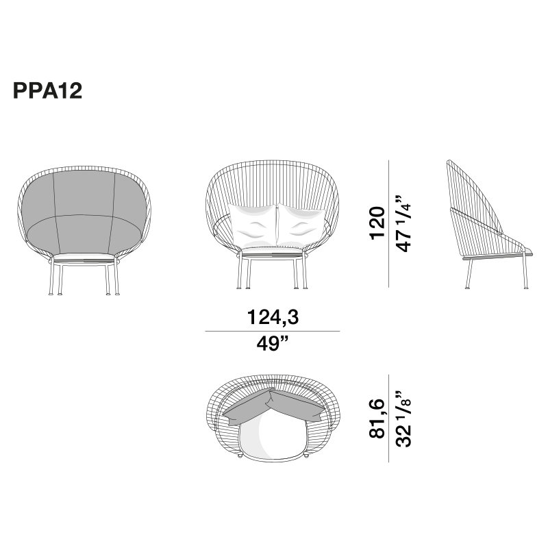 Дизайнерское уличное кресло с веревочной спинкой PETALO Armchair в Нижнем Новгороде