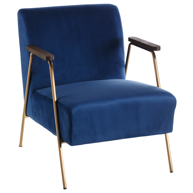 Кресло Domitila Armchair blue Синий Золотой Коричневый в Нижнем Новгороде | Loft Concept 