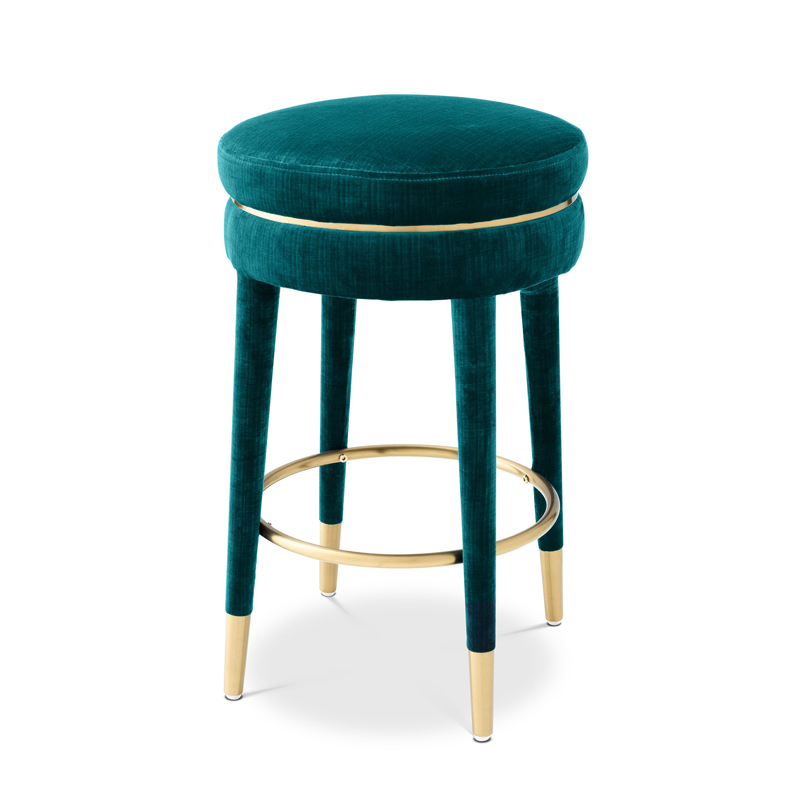 Полубарный стул Eichholtz Counter Stool Parisian blue Бирюзовый Латунь в Нижнем Новгороде | Loft Concept 