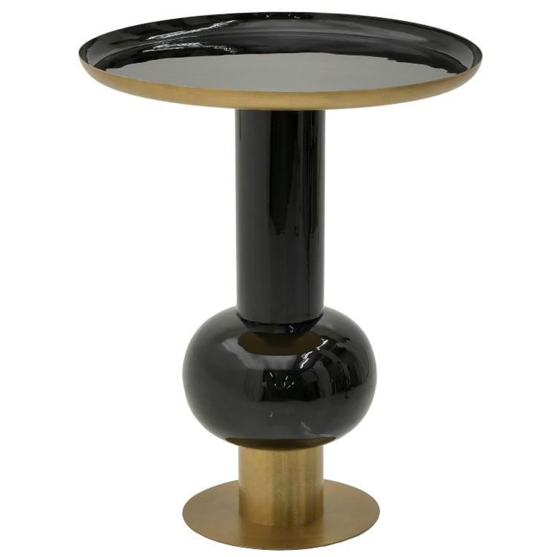 Круглый металлический приставной стол Calem Side Table Gold Black Золотой Черный в Нижнем Новгороде | Loft Concept 