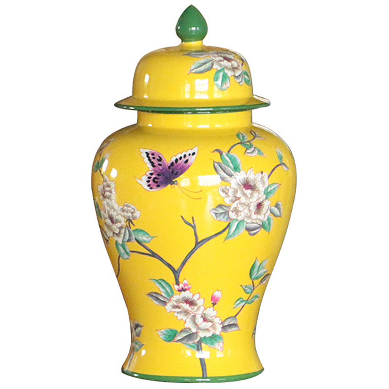 Ваза с крышкой Porcelain Yellow Garden Vase Желтый Зеленый в Нижнем Новгороде | Loft Concept 