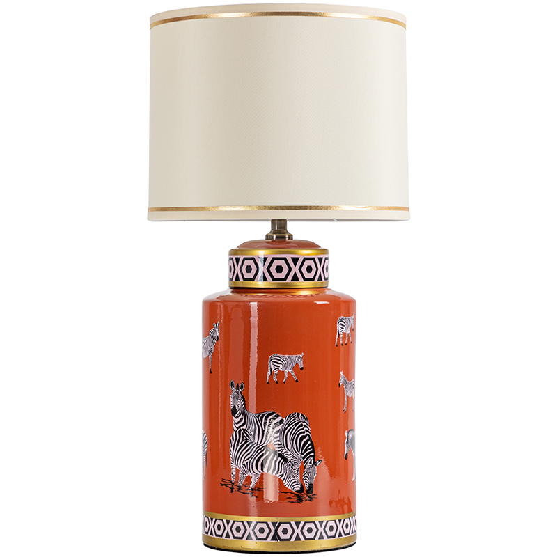 Настольная лампа Zebra Orange Lampshade Оранжевый Черно-белый Бежевый Золотой в Нижнем Новгороде | Loft Concept 