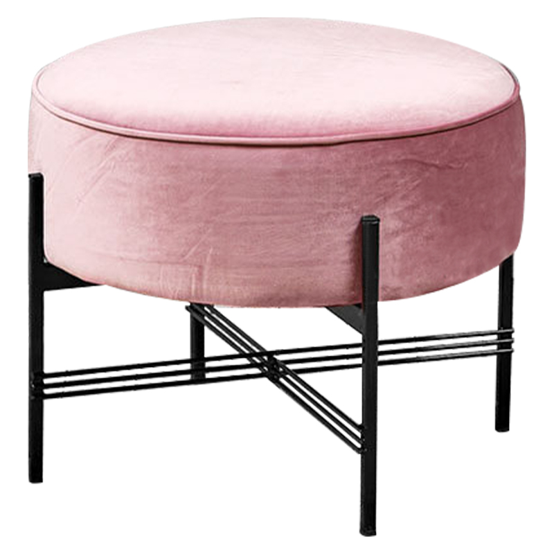 Пуф розовый велюровый Sanjay Velour Pouf Pink Дымчатая Роза Черный в Нижнем Новгороде | Loft Concept 