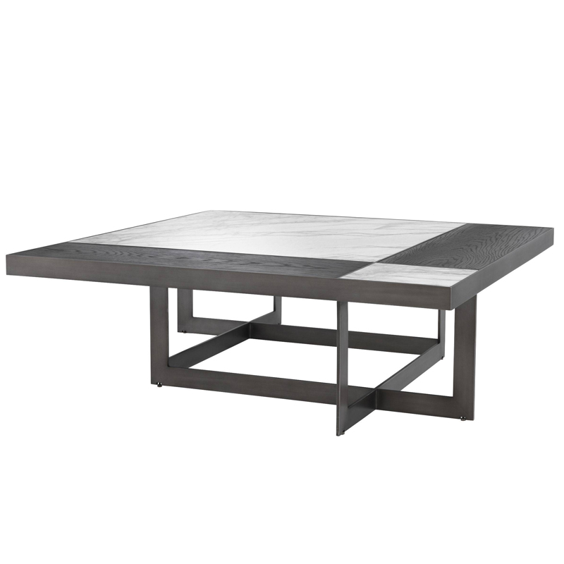 Кофейный стол Eichholtz Coffee Table Hermoza Мокко Белый Мрамор Bianco Темная бронза в Нижнем Новгороде | Loft Concept 