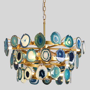 Люстра Agate Burst Chandelier 3 Round blue Зеленый Золотой в Нижнем Новгороде | Loft Concept 