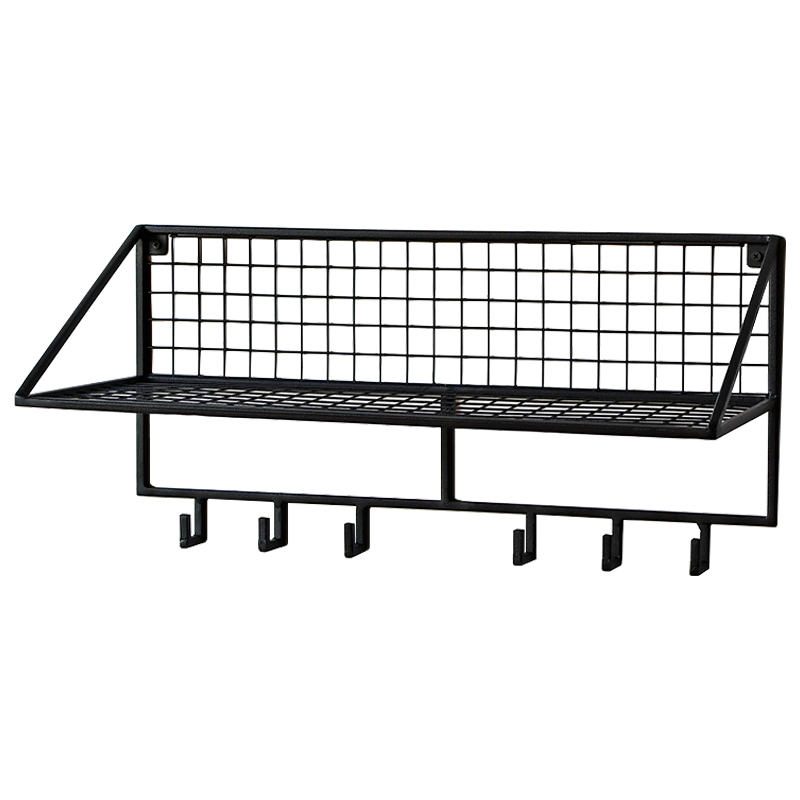 Вешалка с полкой Rhian Industrial Metal Rust Shelf Black S Черный в Нижнем Новгороде | Loft Concept 