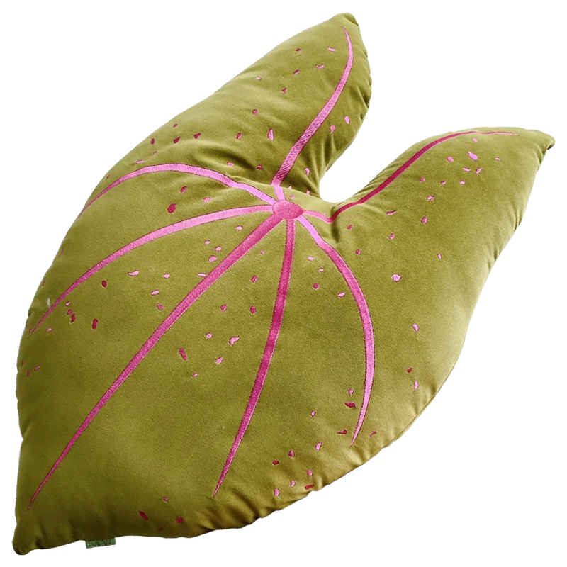 Декоративная подушка Botanical Cushion Caladium Зеленый смок Розовый в Нижнем Новгороде | Loft Concept 