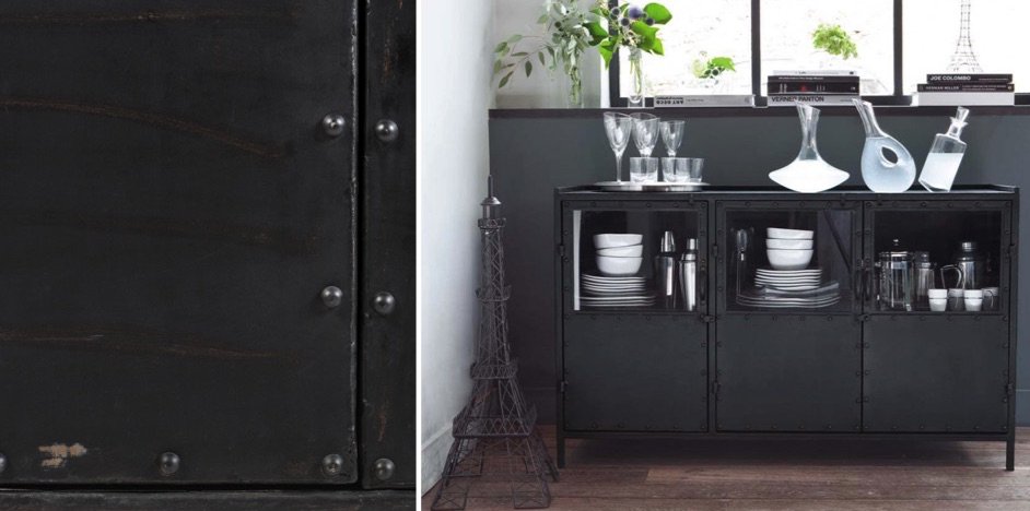 Буфет в стиле Лофт черный Industrial Vitre Big Buffet Буфет в стиле Лофт черный Industrial Vitre Big Buffet - Loft-Concept в Нижнем Новгороде