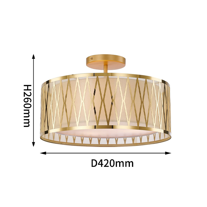 Потолочный светильник с золотым каркасом и тканевым абажуром Lustery в Нижнем Новгороде