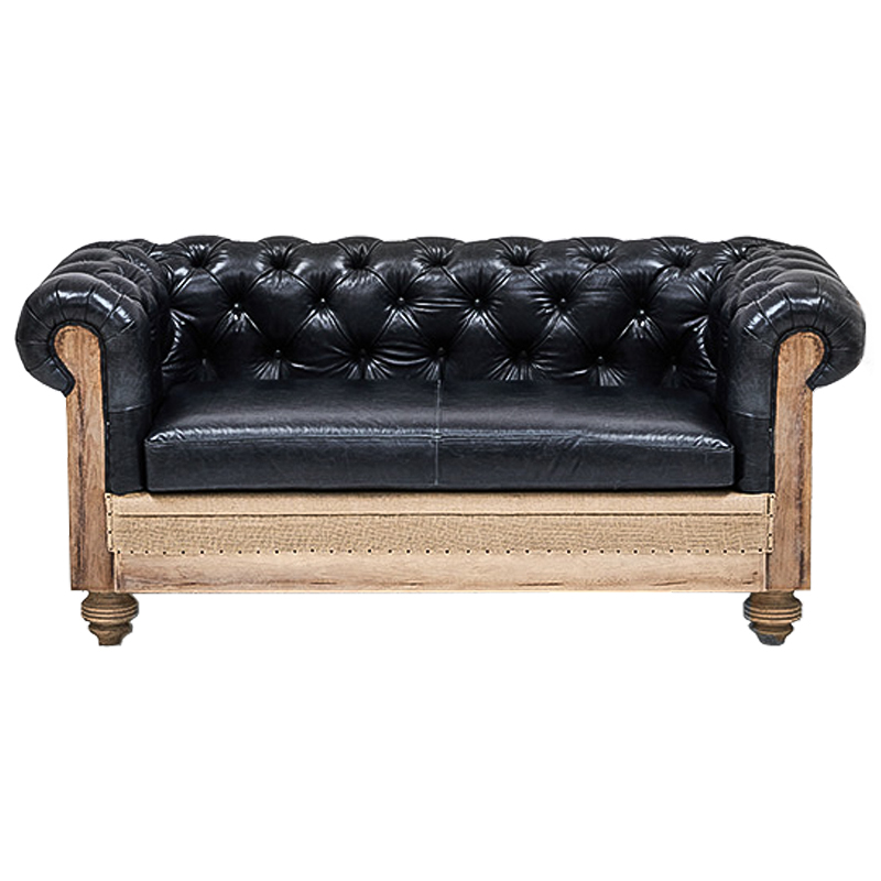 Диван Deconstructed Chesterfield Sofa double Black leather Черный Коричневый в Нижнем Новгороде | Loft Concept 