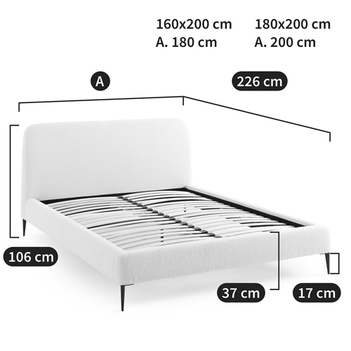 Кровать с обивкой букле Wanda Boucle Bed в Нижнем Новгороде