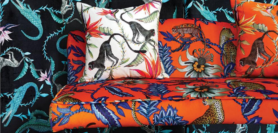 Банкетка Оранжевый Орнамент Zambezi Monkey Bean Flame Bench - фото №1