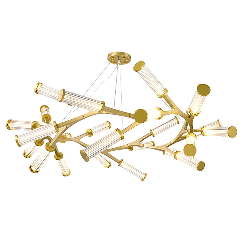 Люстра Cylinder Branches Chandelier Ring Gold Золотой Прозрачный в Нижнем Новгороде | Loft Concept 