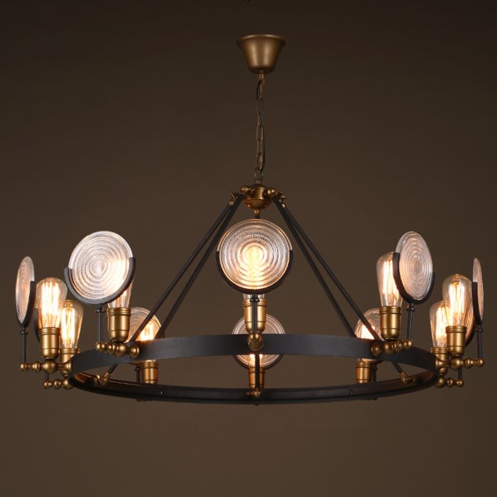 Люстра GASLIGHT LENS Chandelier 10 Черный в Нижнем Новгороде | Loft Concept 