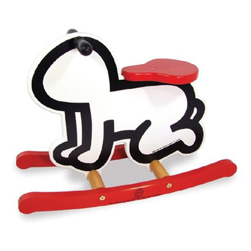 Детская деревянная качалка VILAC KEITH HARING ROCKER BABY TOY-WHITE Красный Черный Белый в Нижнем Новгороде | Loft Concept 