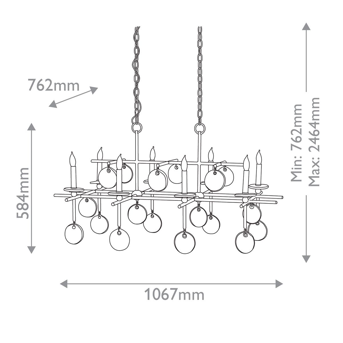Люстра подвесная с 8-ю лампами и стеклянными круглыми подвесками Currey & Company в Нижнем Новгороде