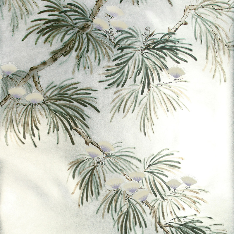 Обои ручная роспись Silk Tree Original colourway on White Metal gilded paper  в Нижнем Новгороде | Loft Concept 