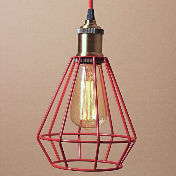 Подвесной светильник Wire Cage Pendant Punch Red Красный в Нижнем Новгороде | Loft Concept 