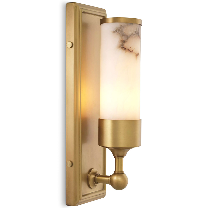 Бра Eichholtz Wall Lamp Valentine Alabaster Бежевый Белый Мрамор Bianco Латунь в Нижнем Новгороде | Loft Concept 