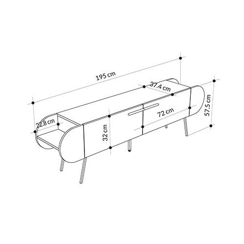 ТВ-тумба серая с 2-мя откидными дверцами и 2-мя открытыми полками CAPSULE TV STAND RETRO GREY в Нижнем Новгороде