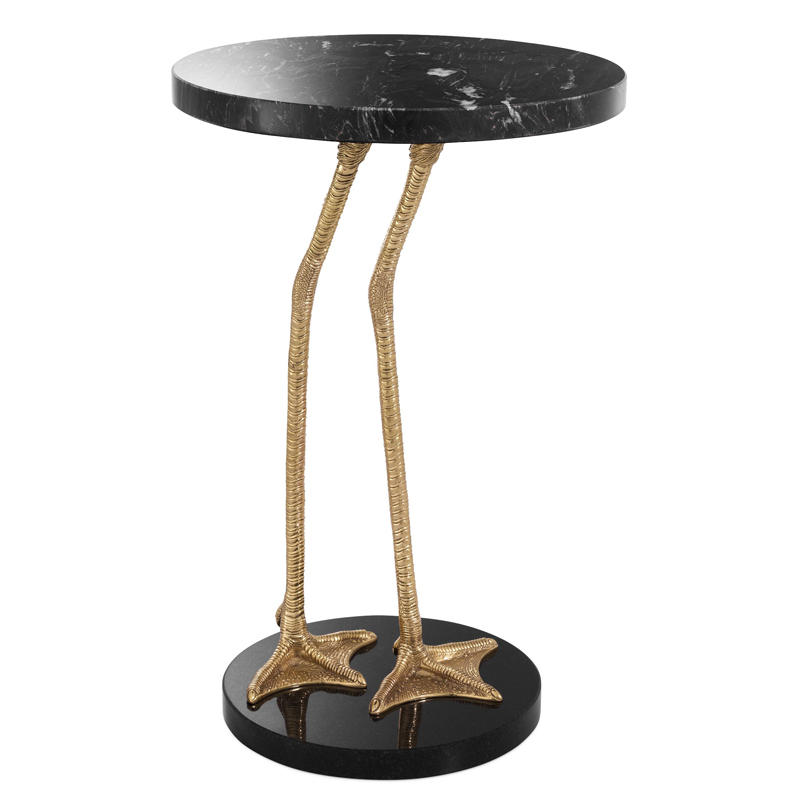 Приставной стол Eichholtz Side Table Lagoon Латунь Черный Мрамор Nero Черный в Нижнем Новгороде | Loft Concept 