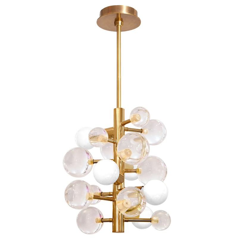 Светильник Jonathan Adler GLOBO FIVE-LIGHT CHANDELIER Clear Золотой Прозрачное Стекло Белый в Нижнем Новгороде | Loft Concept 