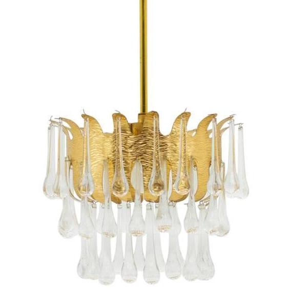 Люстра Ernst Palme Glass and Gilded Brass Chandelier Золотой в Нижнем Новгороде | Loft Concept 