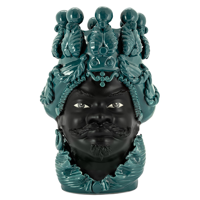 Ваза VASE MORO BIG MAN SIMPLY MAT dark turquoise Черный Бирюзовый в Нижнем Новгороде | Loft Concept 