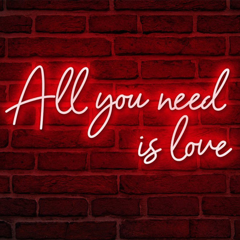 Неоновая настенная лампа All You Need is Love Neon Wall Lamp Красный Прозрачный Красный в Нижнем Новгороде | Loft Concept 