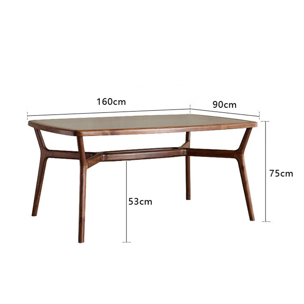 Стол обеденный с каркасом из дерева и стеклянной столешницей Walnut Dining Table в Нижнем Новгороде