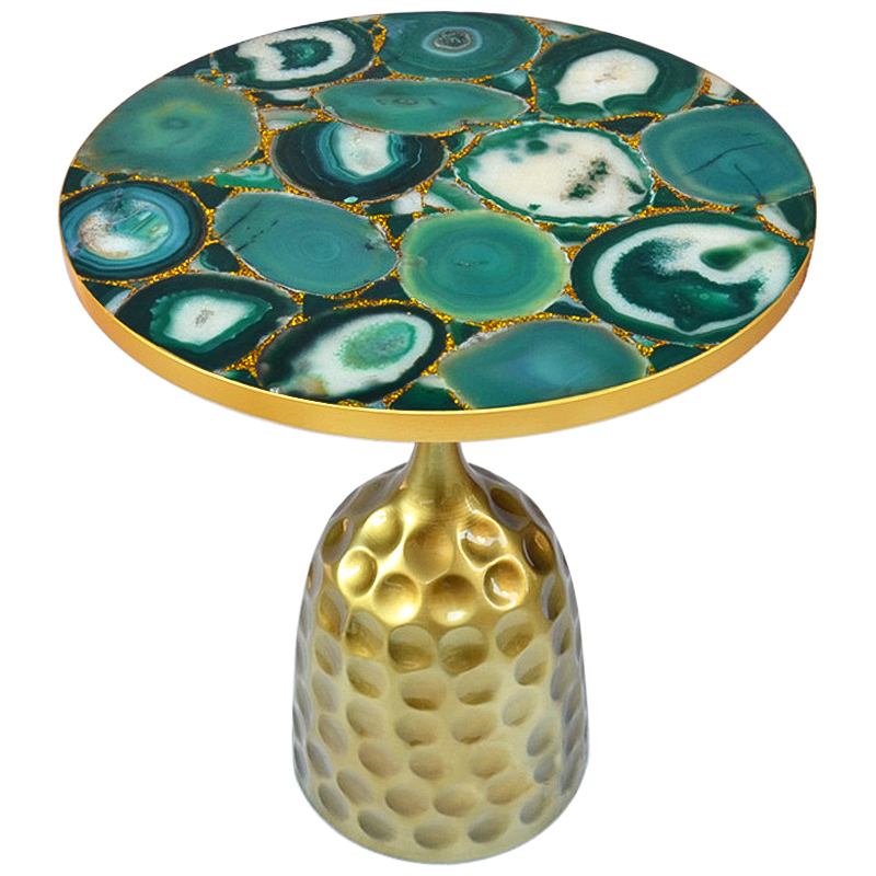 Приставной стол Cluster Surface Green Agate Side Table Зеленый Латунь Золотой в Нижнем Новгороде | Loft Concept 