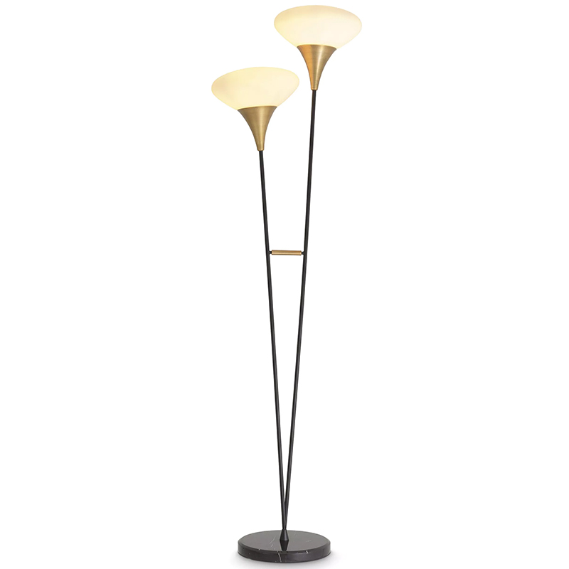 Торшер Eichholtz Floor Lamp Duco Латунь Белый Черный Черный Мрамор Nero в Нижнем Новгороде | Loft Concept 