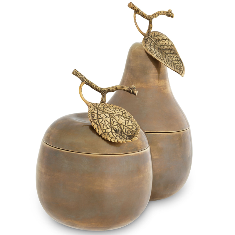 Комплект шкатулок Eichholtz Box Apple & Pear set of 2 brass Винтажная латунь в Нижнем Новгороде | Loft Concept 