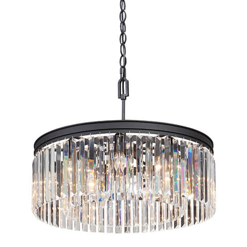 Люстра RH Rhys CLEAR GLASS Prism Round Chandelier прозрачное стекло 40 Черный матовый в Нижнем Новгороде | Loft Concept 