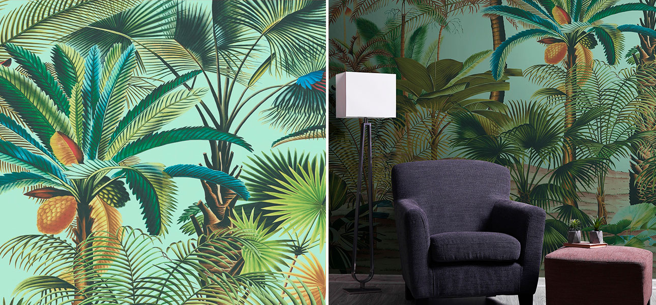 Обои ручная роспись Palmetum Sea Mist - фото