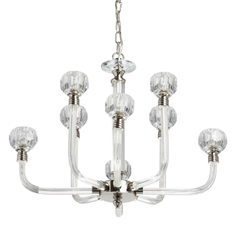 Люстра с 8-ю лампами и гранеными стеклянными плафонами Prism Gala Серый Прозрачный в Нижнем Новгороде | Loft Concept 