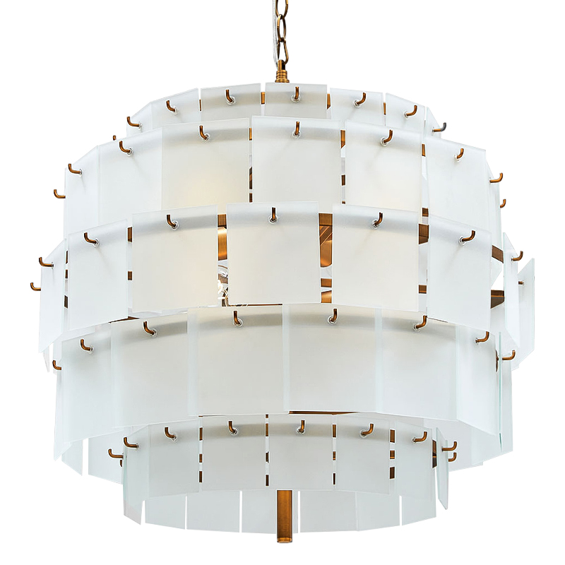 Люстра Glass Square Plates Chandelier Медь Белый в Нижнем Новгороде | Loft Concept 