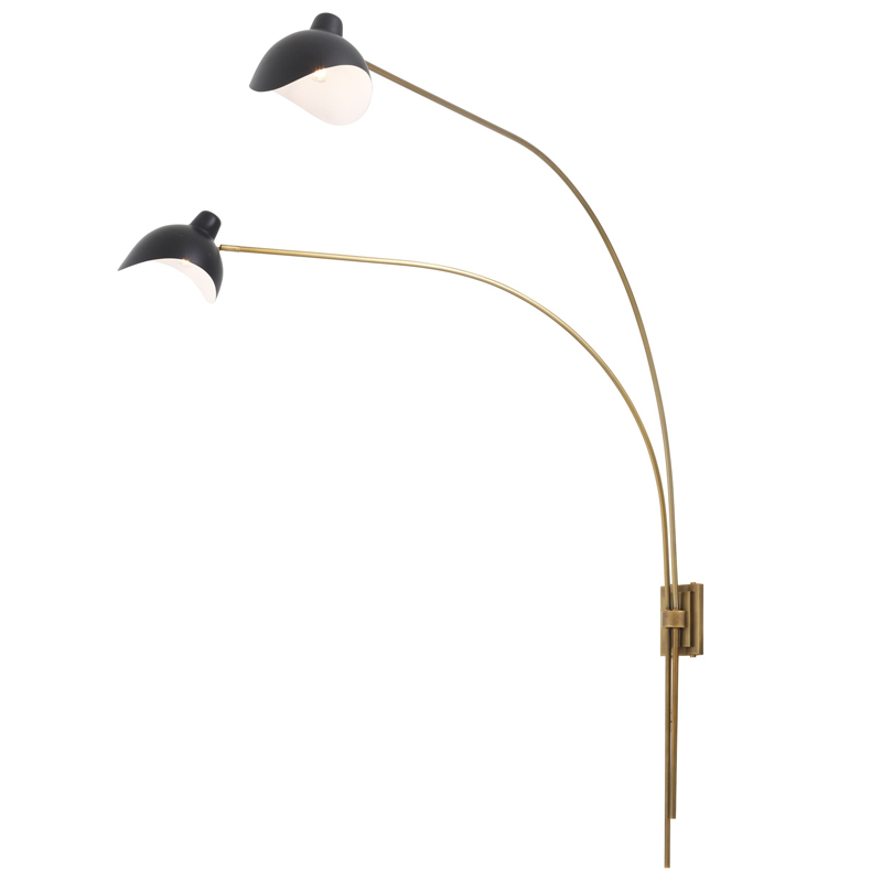 Бра Eichholtz Wall Lamp Mitch Brass Черный Латунь Античная полированная в Нижнем Новгороде | Loft Concept 