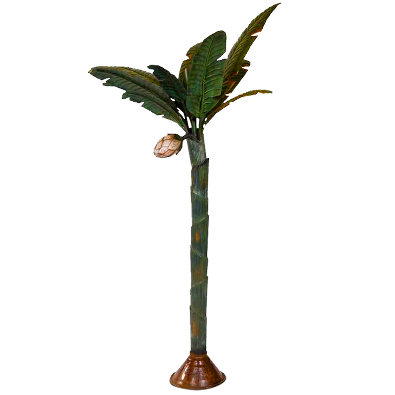 Торшер Дизайнерский Зеленый Банан Painted Metal Sculpture of Palm or Banana Tree and Flower Искусственная бурая ржавчина Зеленый в Нижнем Новгороде | Loft Concept 